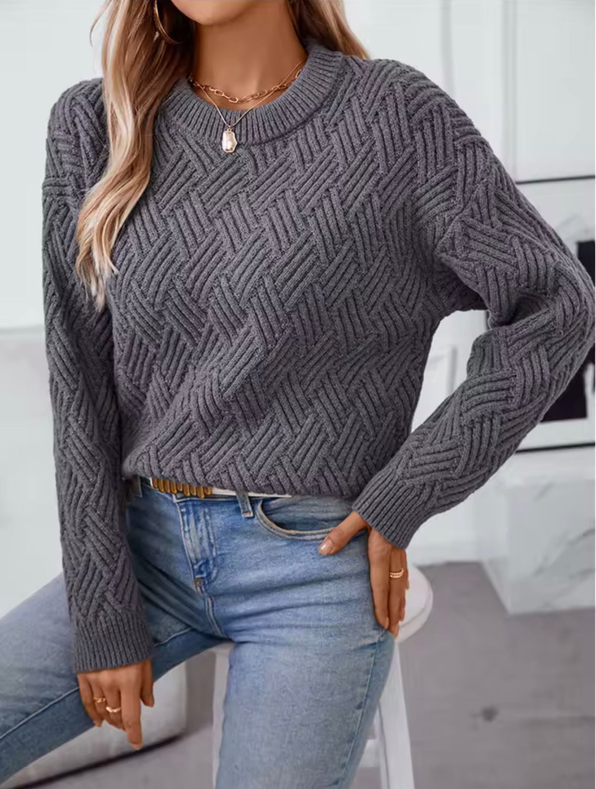 Emora Nova - Dames Gebreide Trui met Uniek Textuur