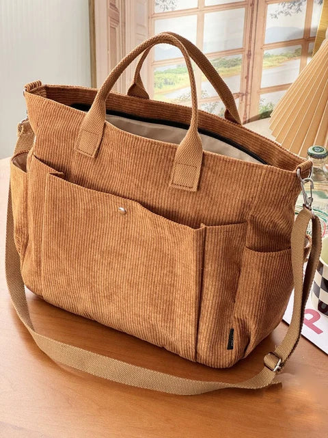 Emora Nova - Trendy Dames Corduroy Shopper Tas - All Season
