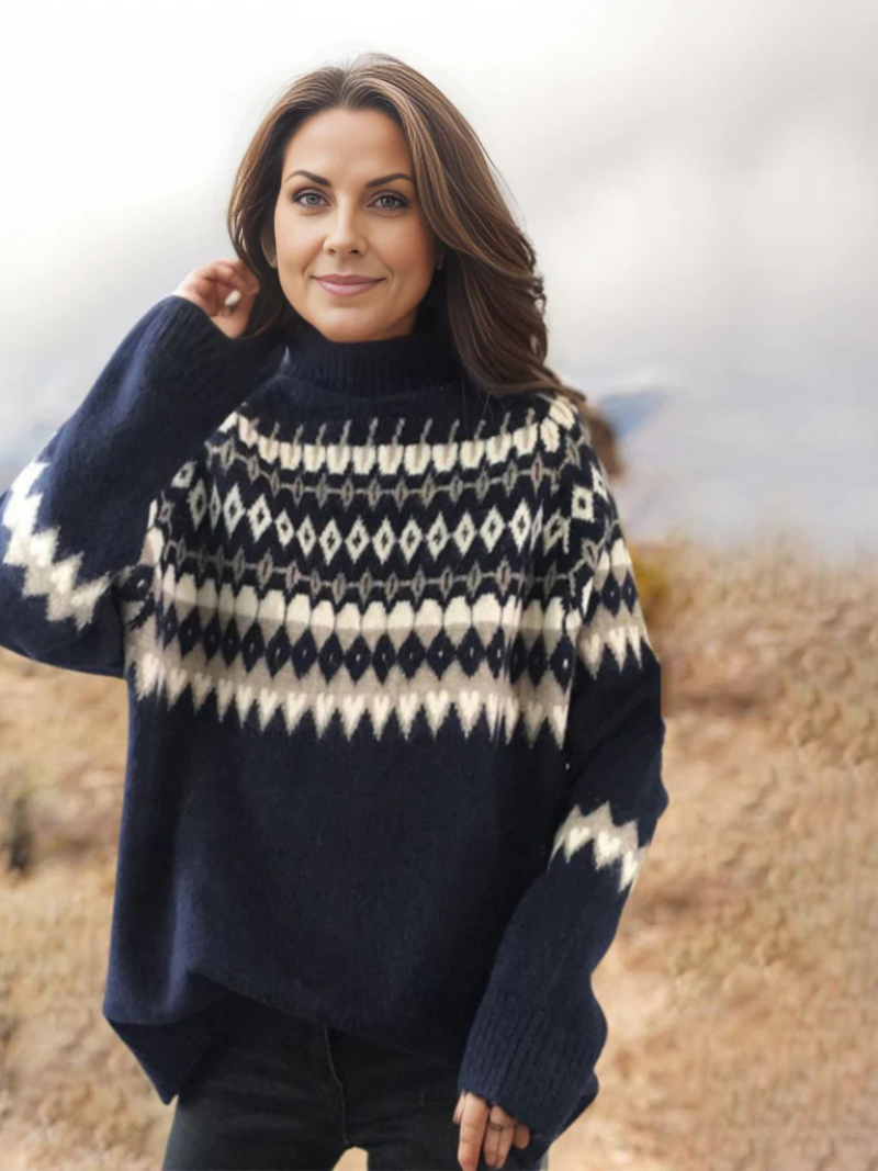 Emora Nova - Comfortabele Dames Trui met Fair Isle Patroon - Winter
