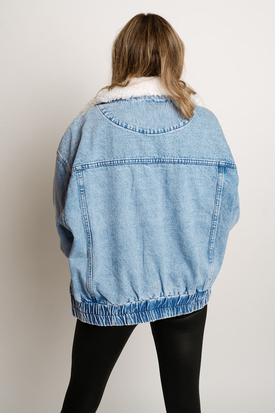 Emora Nova - Trendy Vrouwen Denim Jas met Sherpa Kraag - Herfst
