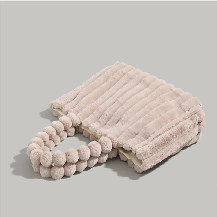 Emora Nova - Trendy Vrouwen Pluche Schoudertas met Pompons