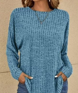 Emora Nova - Comfortabele Dames Gebreide Top met Metallic Garen