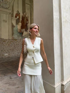 Emora Nova - Dames Gebreide Gilet met Asymmetrische Knopen