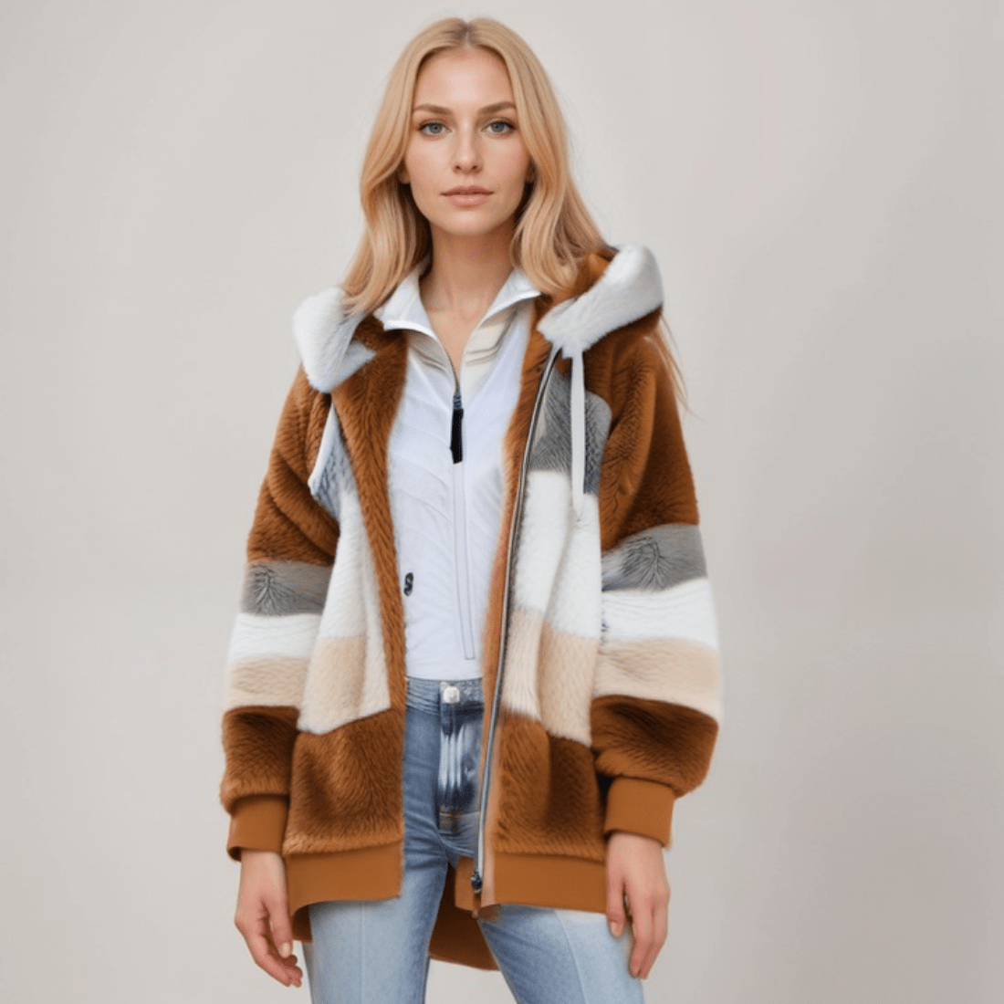 Emora Nova - Comfortabele Dames Hoodie met Kleurblokken - Winter