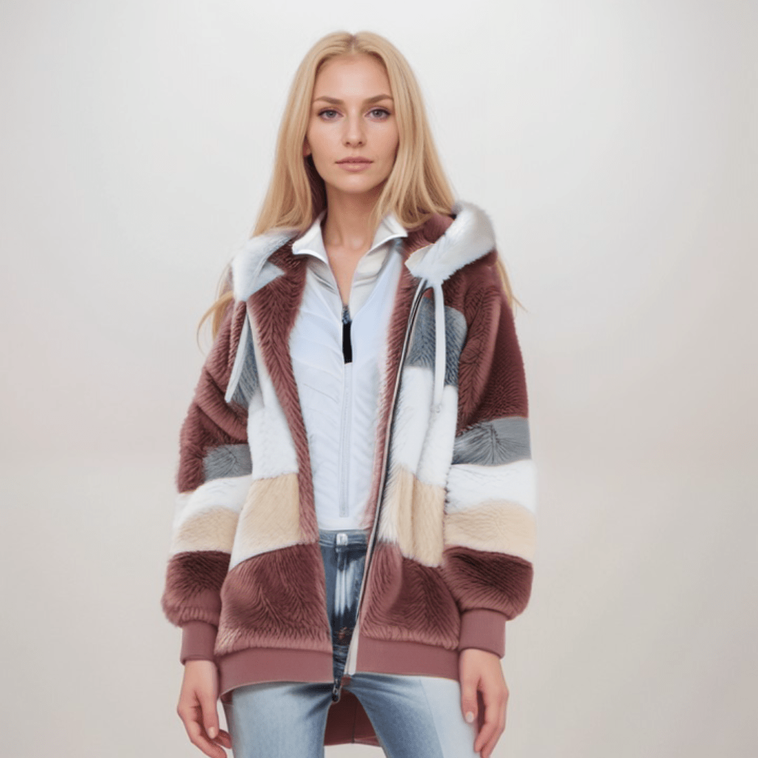 Emora Nova - Comfortabele Dames Hoodie met Kleurblokken - Winter