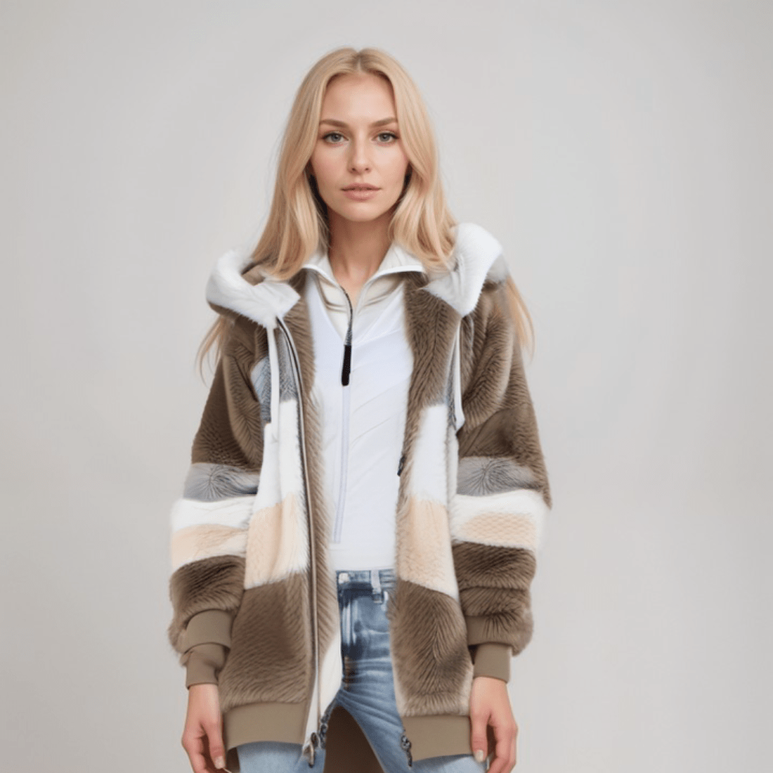 Emora Nova - Comfortabele Dames Hoodie met Kleurblokken - Winter