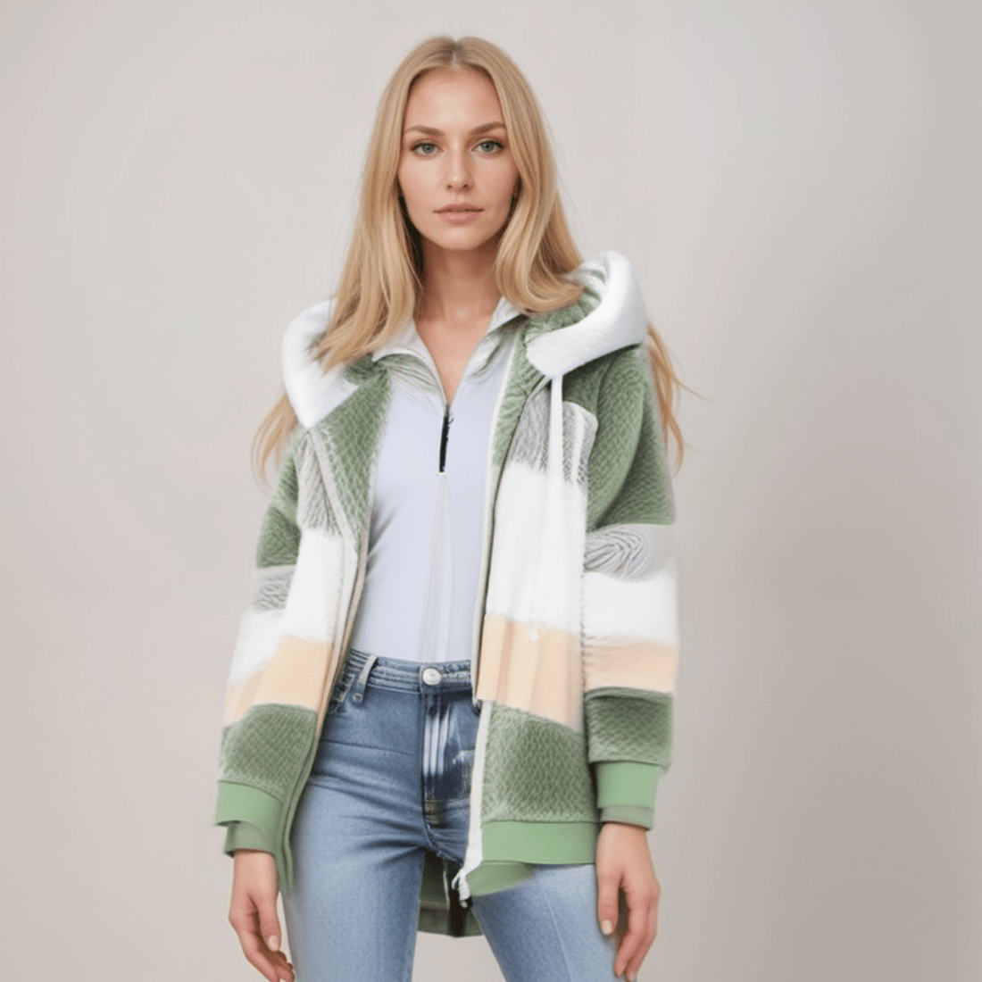 Emora Nova - Comfortabele Dames Hoodie met Kleurblokken - Winter