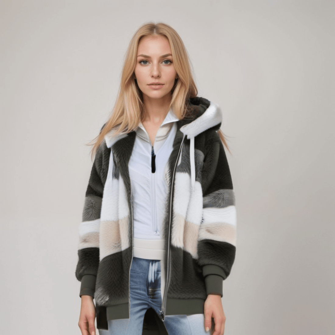 Emora Nova - Comfortabele Dames Hoodie met Kleurblokken - Winter