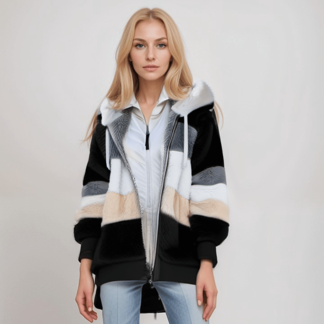 Emora Nova - Comfortabele Dames Hoodie met Kleurblokken - Winter