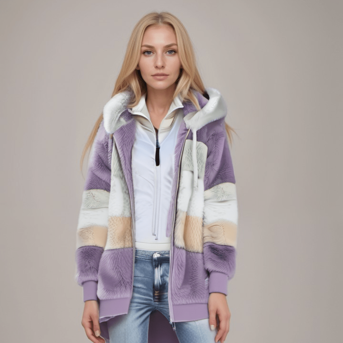 Emora Nova - Comfortabele Dames Hoodie met Kleurblokken - Winter