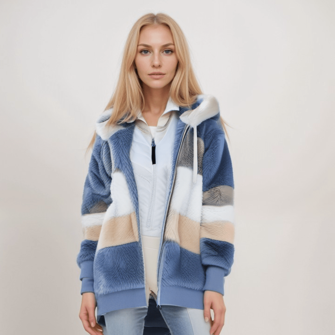 Emora Nova - Comfortabele Dames Hoodie met Kleurblokken - Winter