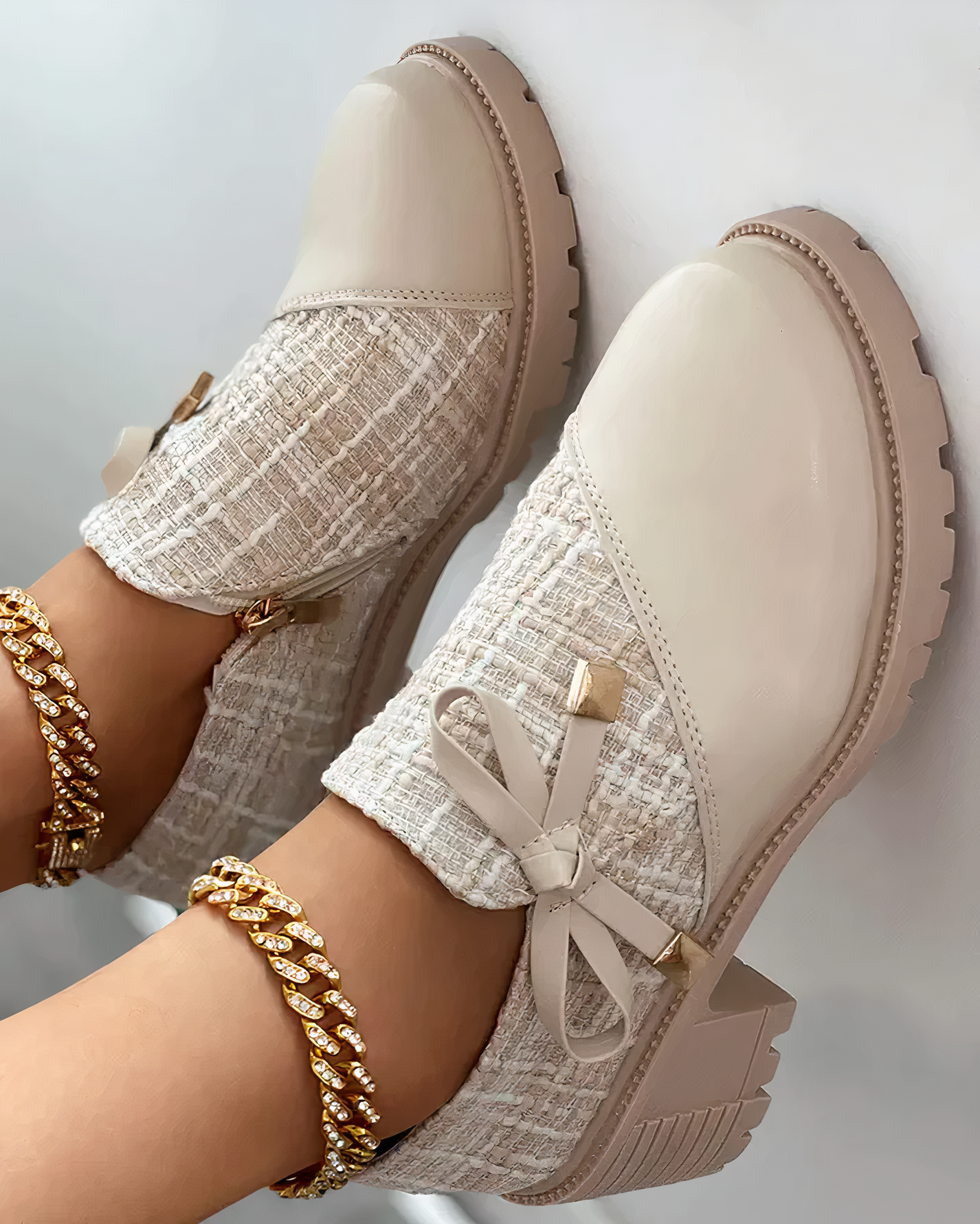 Dames Enkellaarsjes met Strik Detail