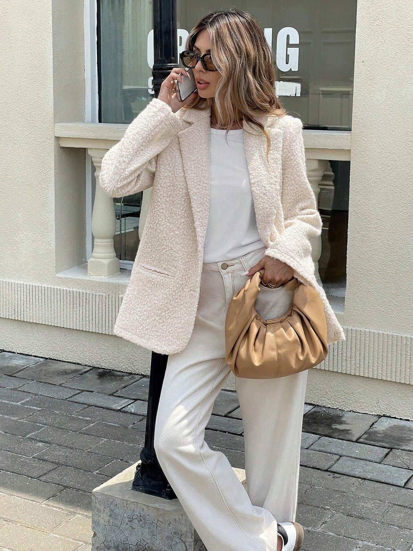 Textuurrijke Bouclé Blazer – Losvallende Lente Pasvorm