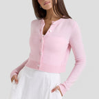 Emora Nova - Vrouwen Gebreide Cropped Cardigan - Lente