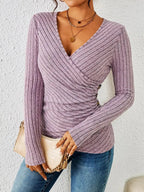 Emora Nova - Stijlvolle Dames Gebreide Wrap Top met V-hals