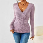 Emora Nova - Stijlvolle Dames Gebreide Wrap Top met V-hals