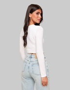 Witte Basic LS Cropped - Top - Olivia & Kate