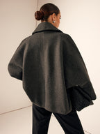Oversized Tweed Jas met Brede Kraag en Verlaagde Schouder
