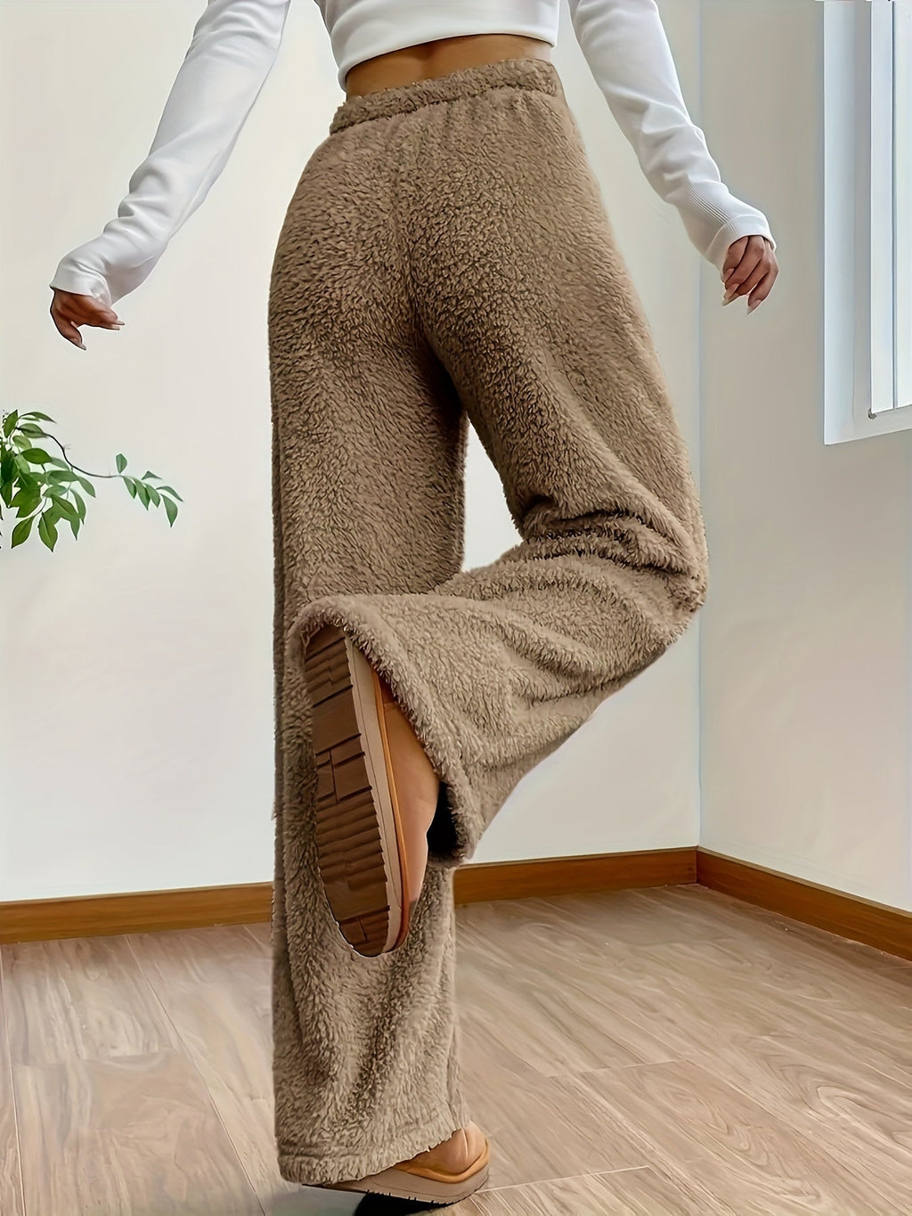 Lounge Broek Met Wijde Pijpen – Ultra Zachte Teddy