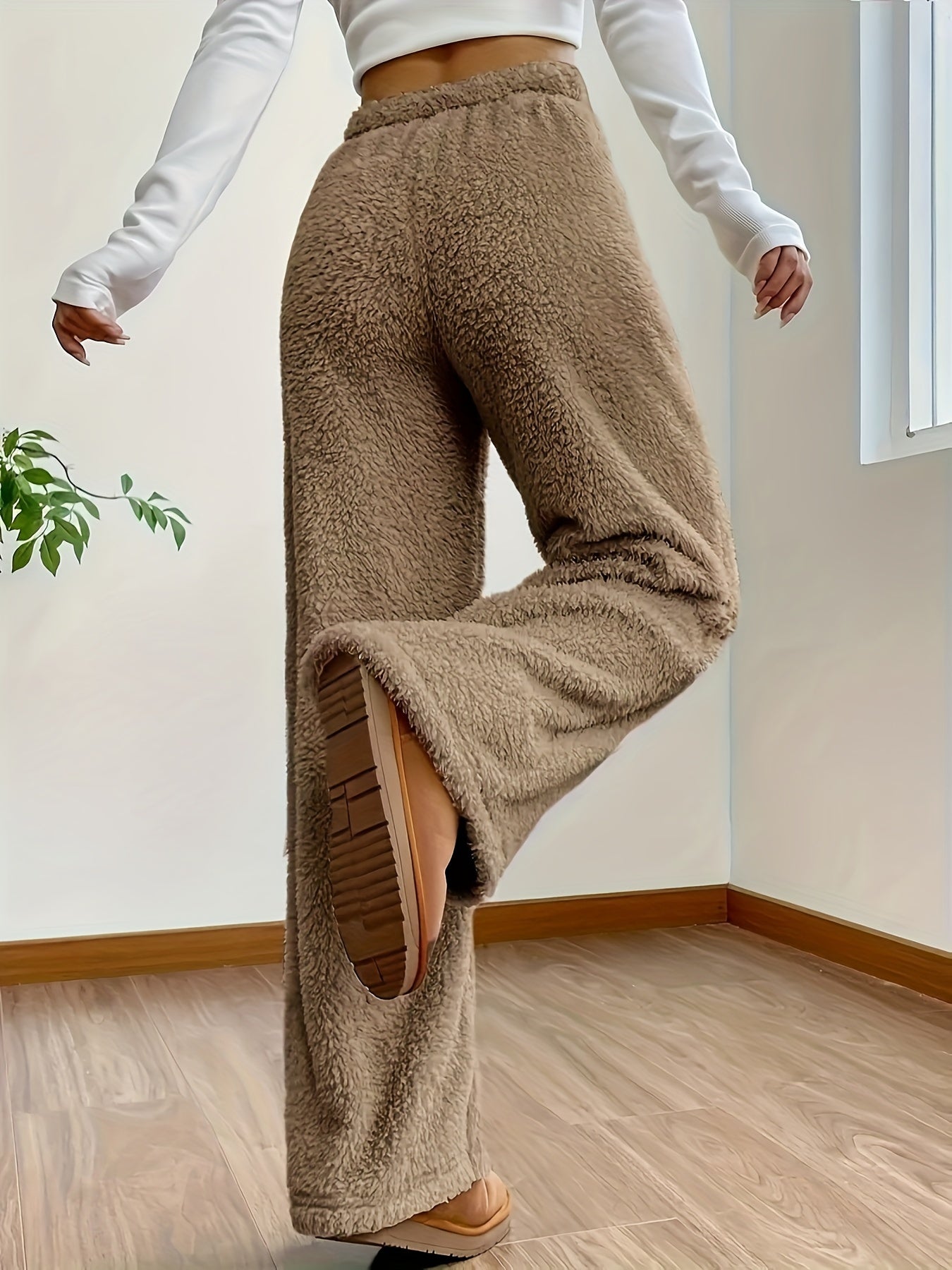 Lounge Broek Met Wijde Pijpen – Ultra Zachte Teddy