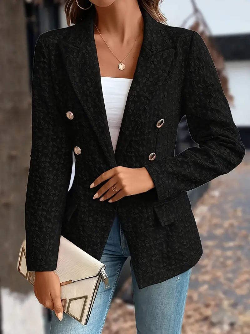 Emora Nova - Moderne Vrouwen Blazer met Geborduurde Textuur