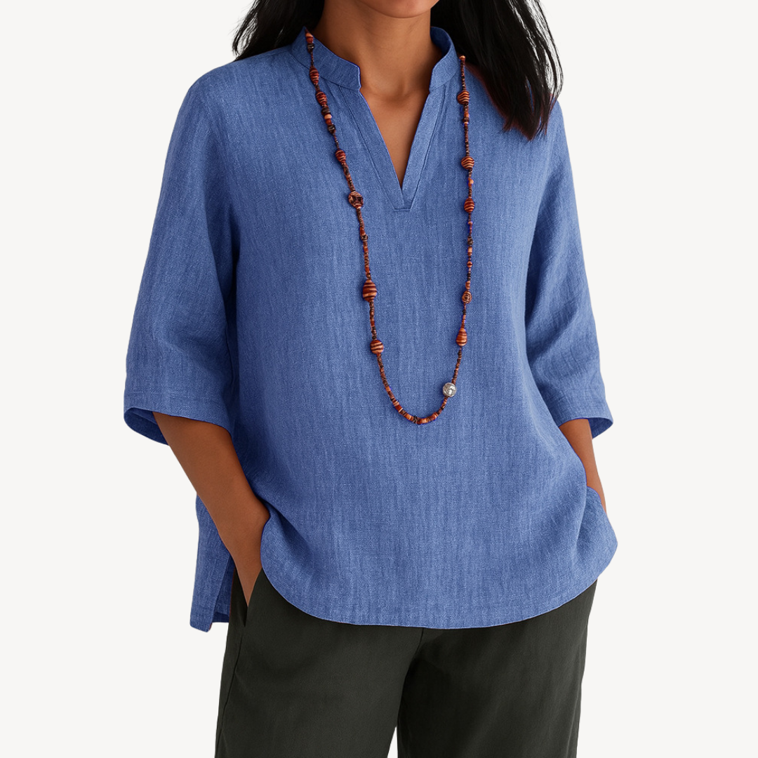 Linda | Elegant Linen Blend Tunic Top for Women - Image 1
