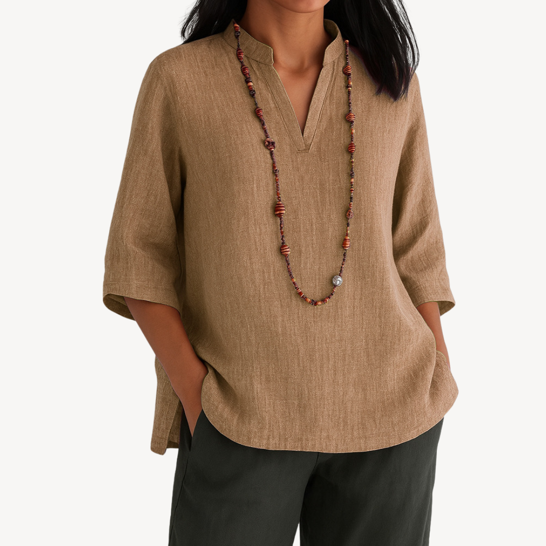 Linda | Elegant Linen Blend Tunic Top for Women - Image 2