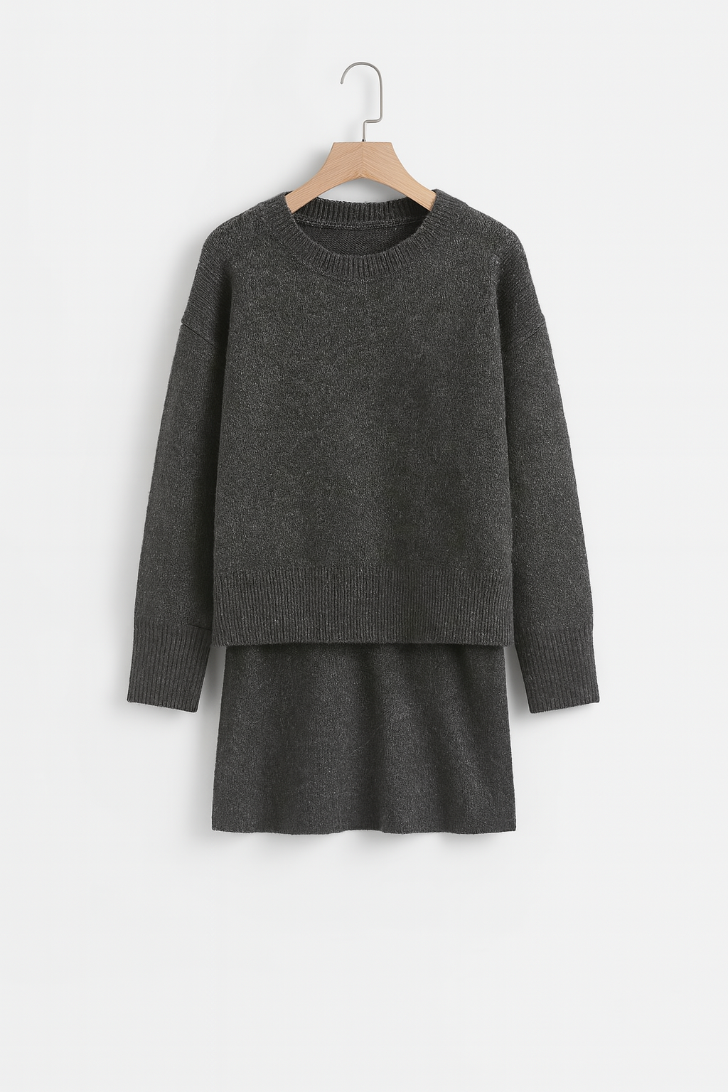 Bordeaux Gebreide Set – Relaxte Trui & Rok