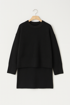 Bordeaux Gebreide Set – Relaxte Trui & Rok