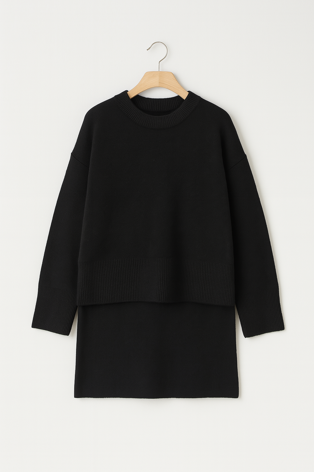 Bordeaux Gebreide Set – Relaxte Trui & Rok