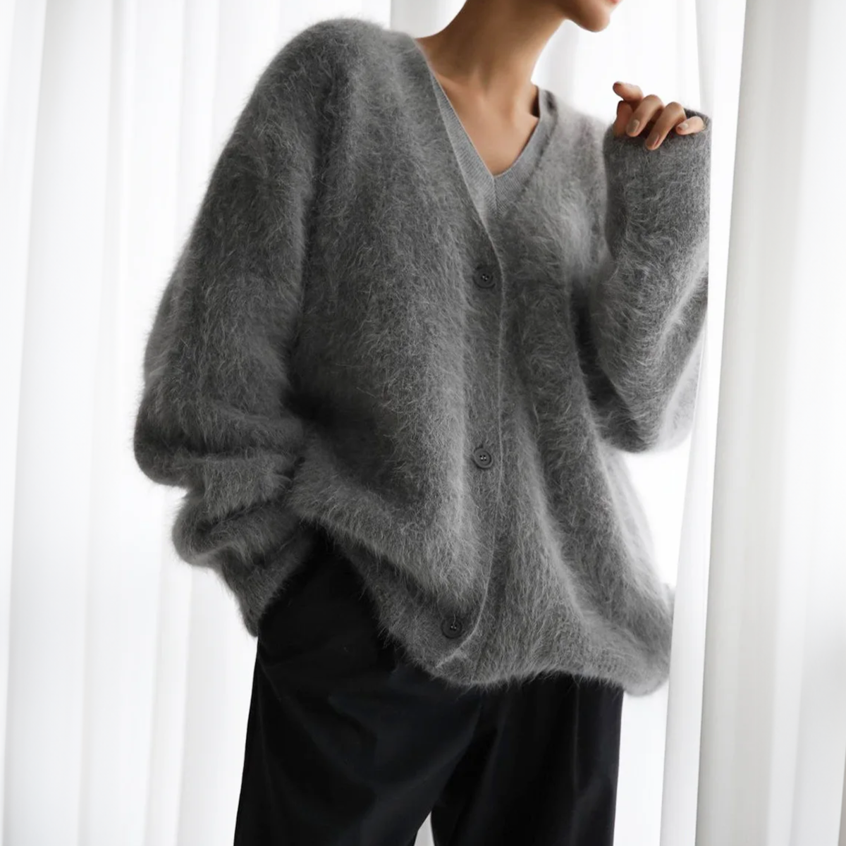 Lichtgewicht Fluffy Cardigan – Ontspannen Pasvorm