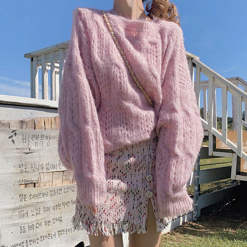 Emora Nova - Dames Open Gebreide Trui - Zacht Mohair