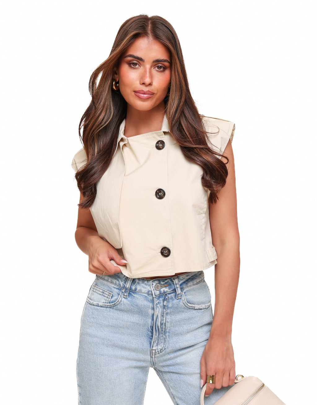 Beige Cropped Trench - Top - Olivia & Kate
