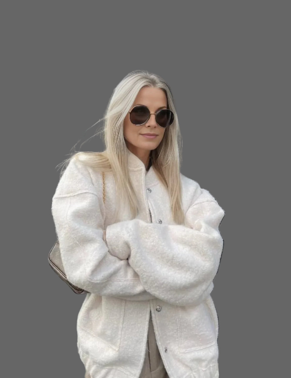 Relaxte Oversized Bomber – Zachte Bouclé Jas