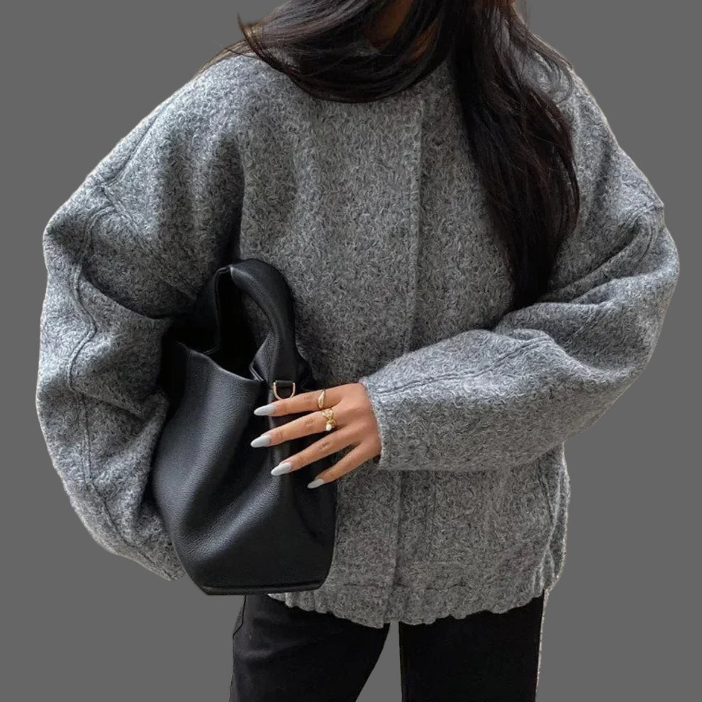 Relaxte Oversized Bomber – Zachte Bouclé Jas