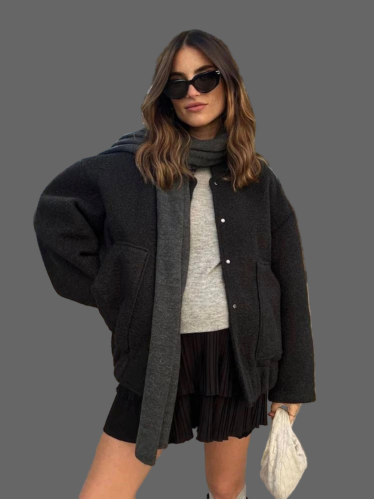 Relaxte Oversized Bomber – Zachte Bouclé Jas