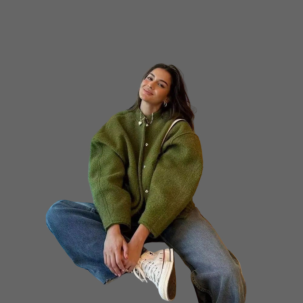 Relaxte Oversized Bomber – Zachte Bouclé Jas