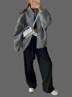 Relaxte Oversized Bomber – Zachte Bouclé Jas