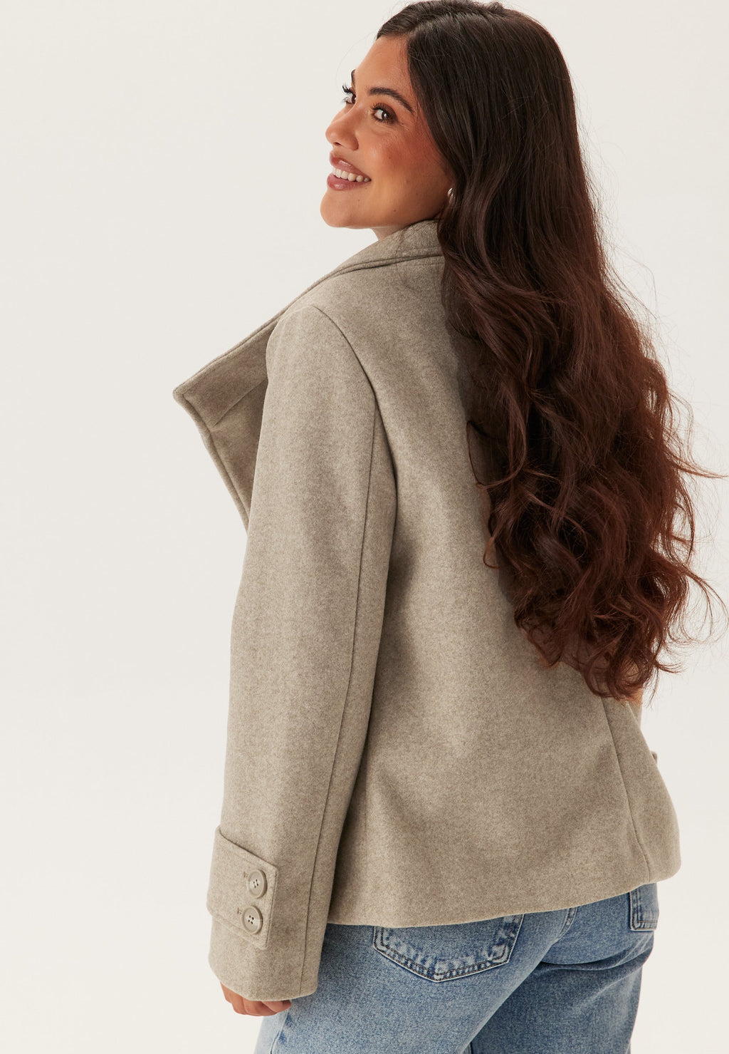 Korte Colkraag Jas - Wolmix Met Manchetknopen