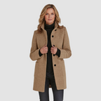 Klassieke Wolmix Jas met Opstaande Kraag