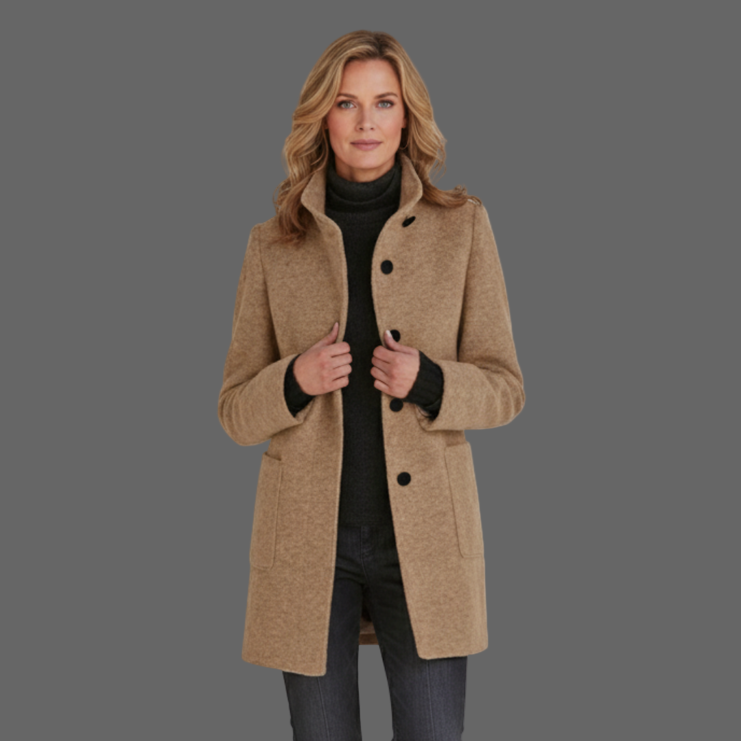 Klassieke Wolmix Jas met Opstaande Kraag