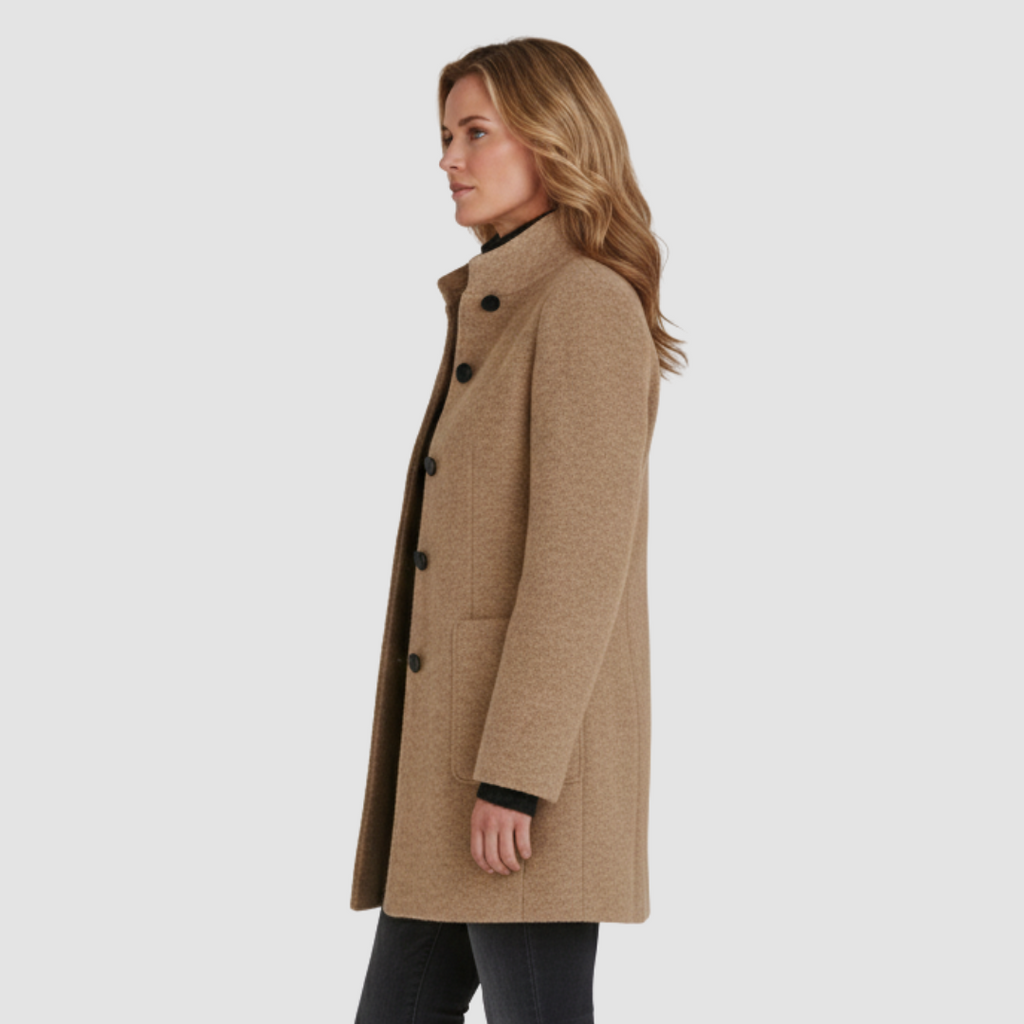 Klassieke Wolmix Jas met Opstaande Kraag