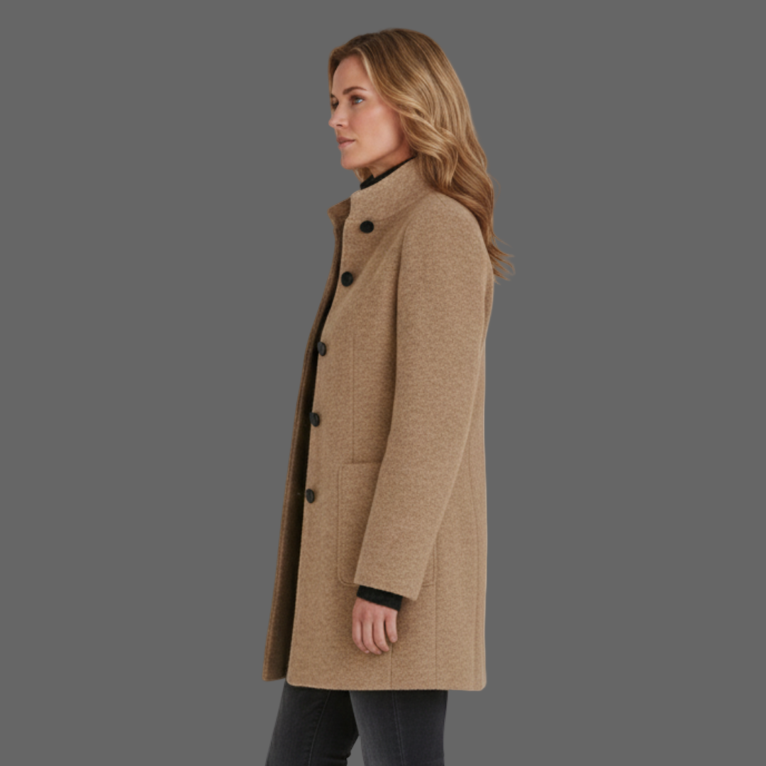Klassieke Wolmix Jas met Opstaande Kraag