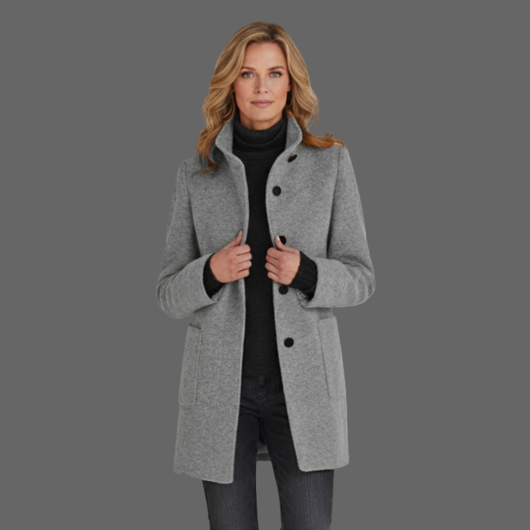 Klassieke Wolmix Jas met Opstaande Kraag