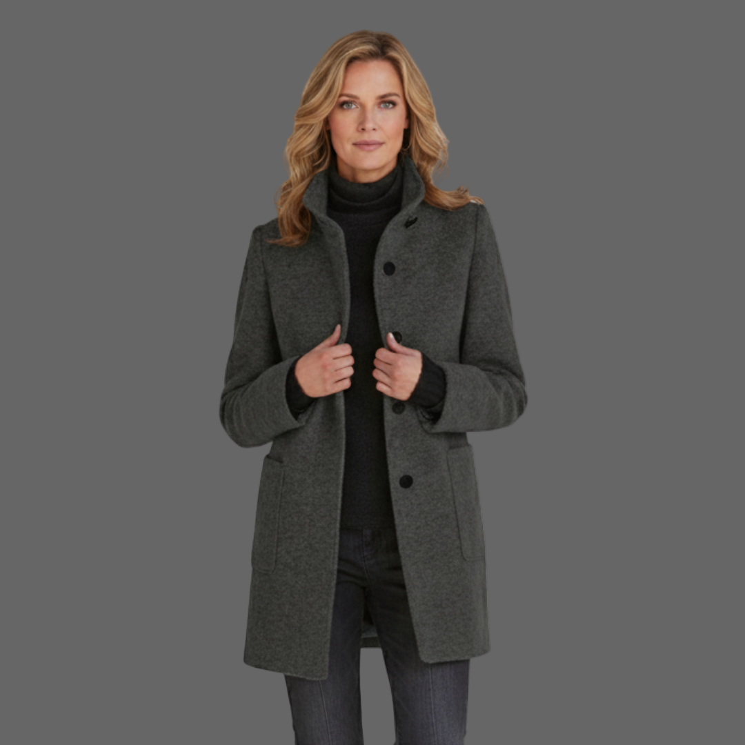 Klassieke Wolmix Jas met Opstaande Kraag