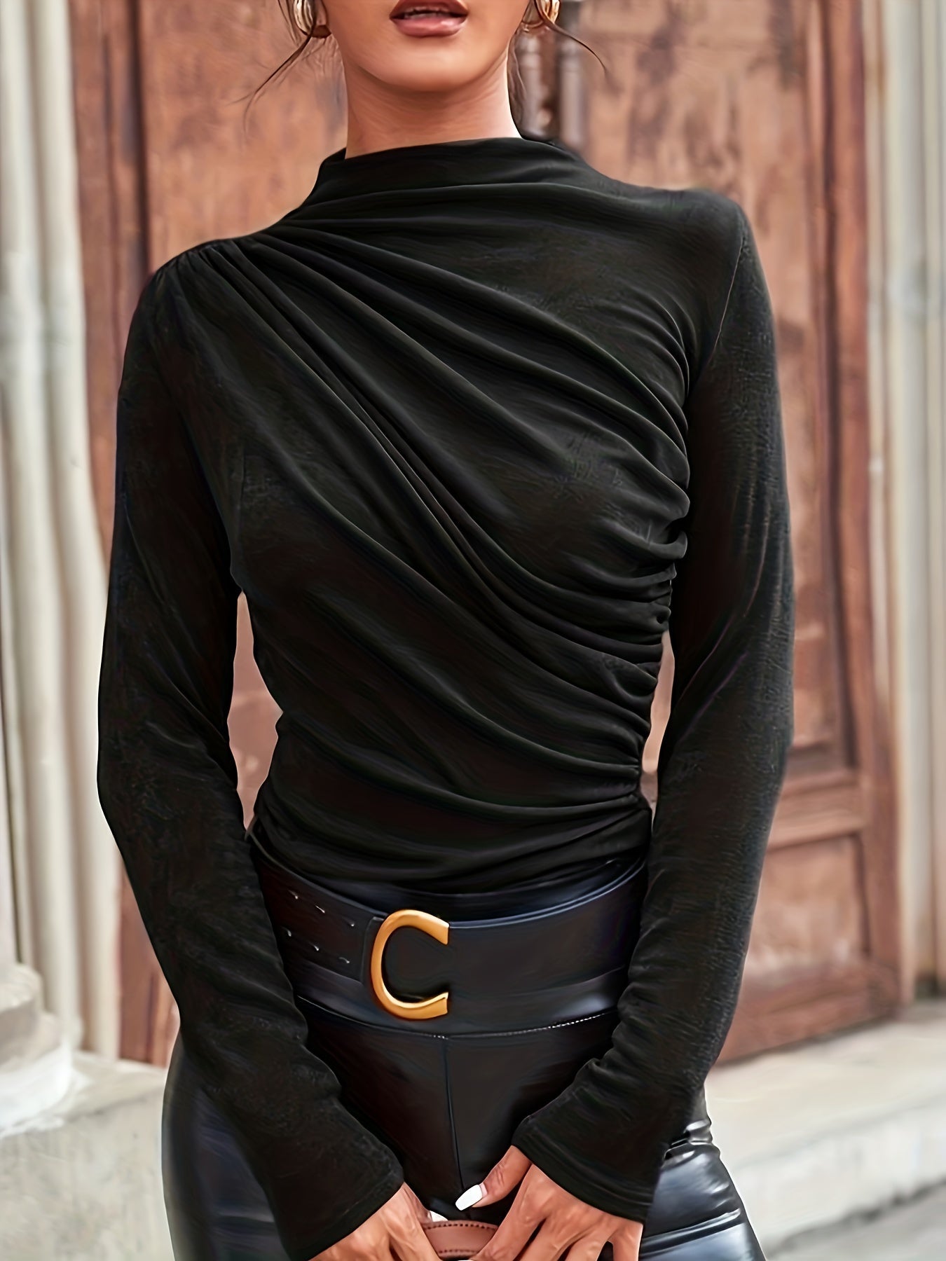 Emora Nova - Chique Dames Top met Ruches en Colkraag