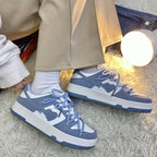 Emora Nova - Dames Casual Sneakers met Hart Detail in Pastel Blauw