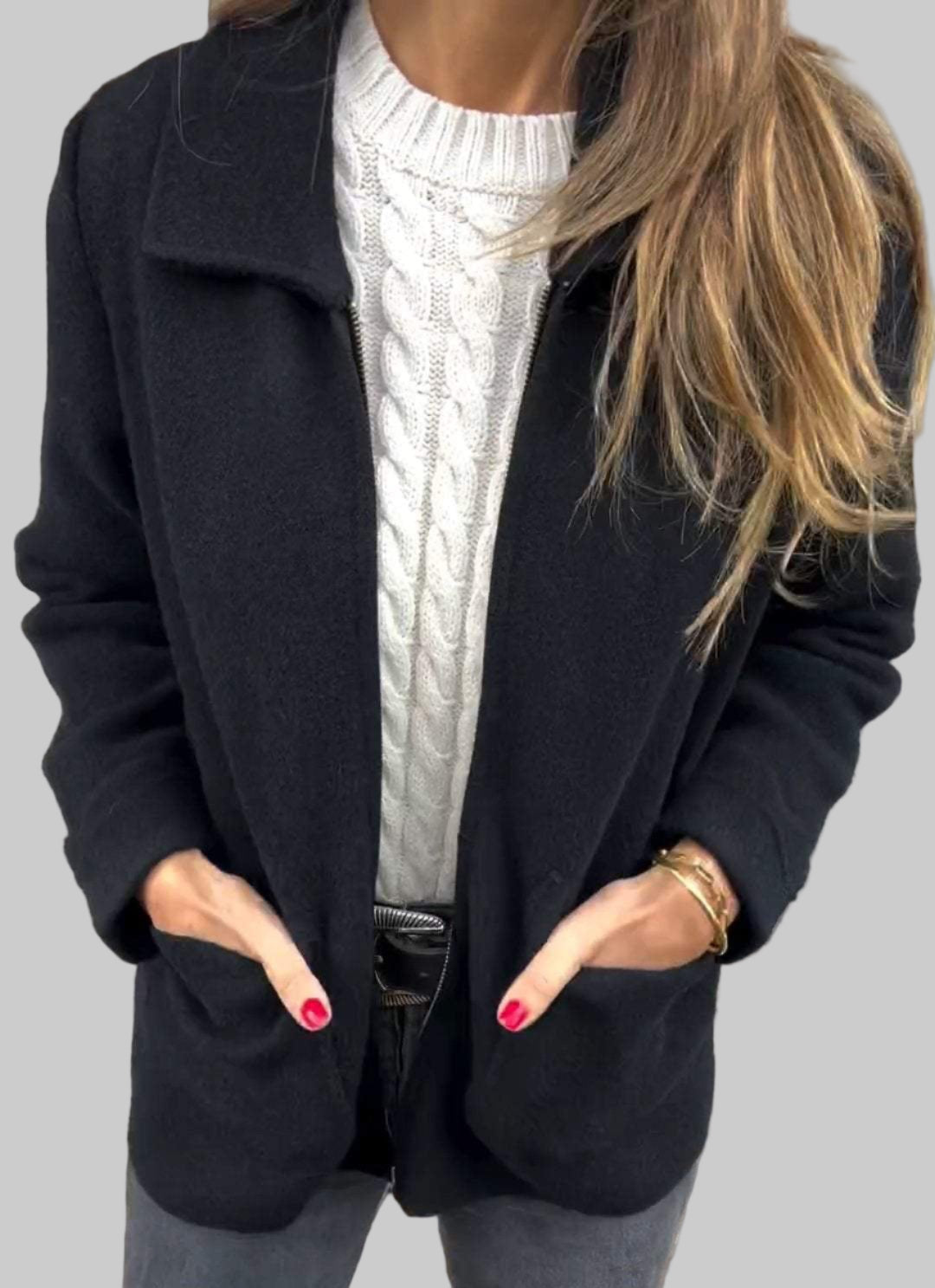 Luxe Zachte Jas Met Opstaande Kraag