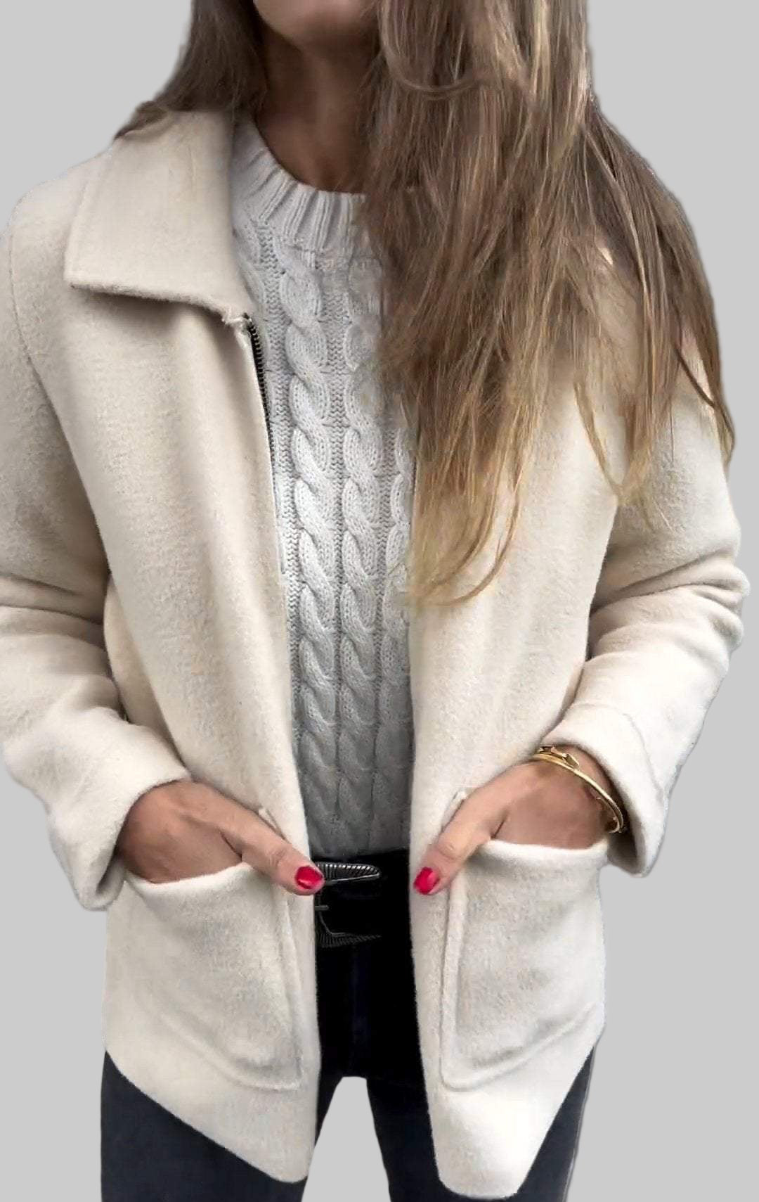 Luxe Zachte Jas Met Opstaande Kraag