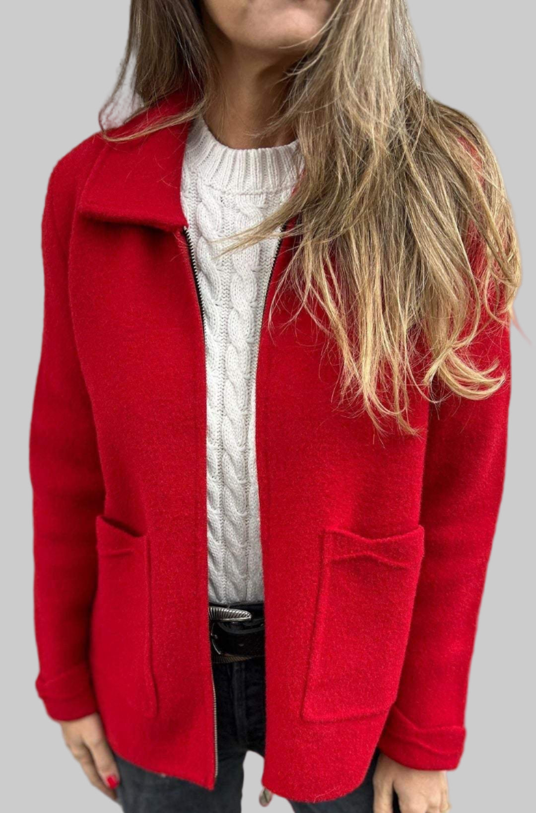 Luxe Zachte Jas Met Opstaande Kraag